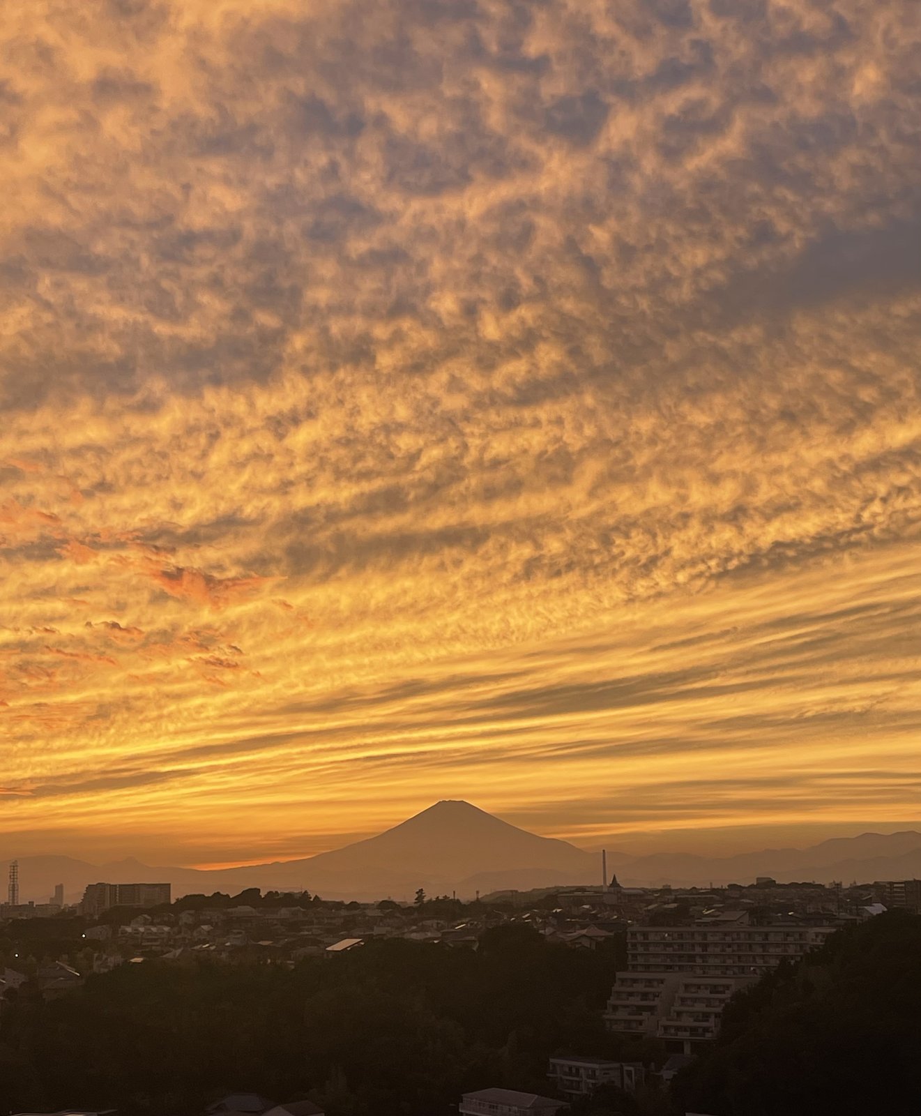 鎌倉の夕焼けと富士山
